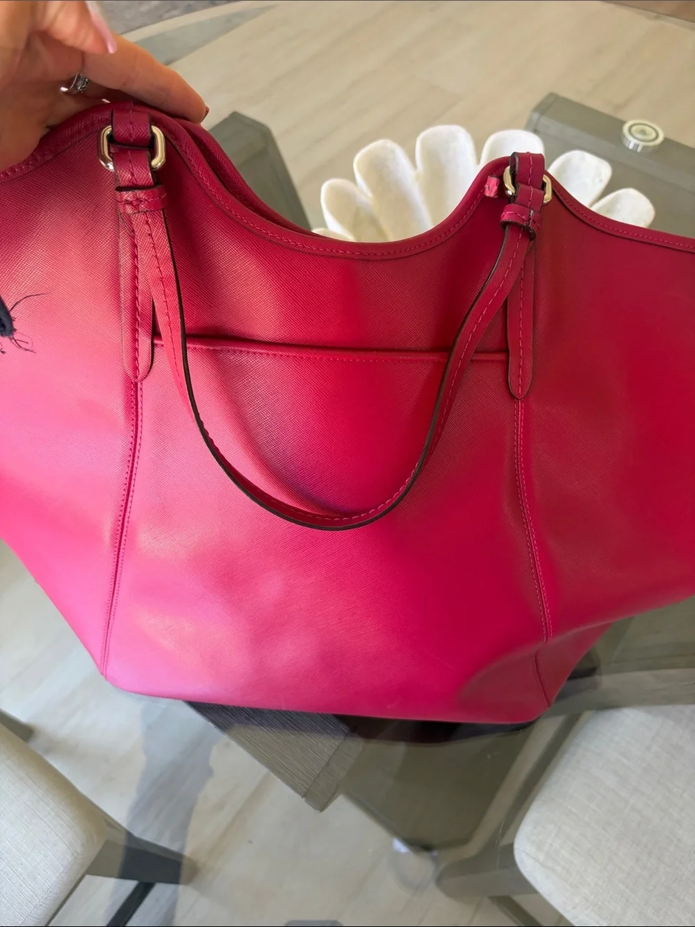 Coach Red Saffiano Leather Tote